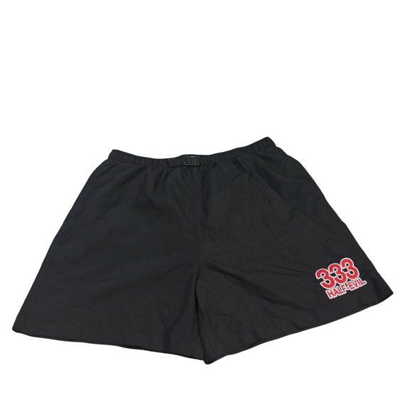 Half Evil 333 Belted Nylon‎ Logo Shorts Size Large Casual Summer Designer - Picture 1 of 11